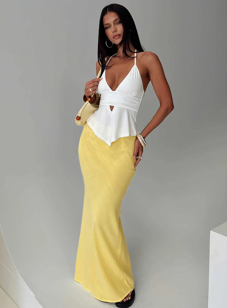 Jodie Maxi Skirt Lemon Yellow | Princess Polly US