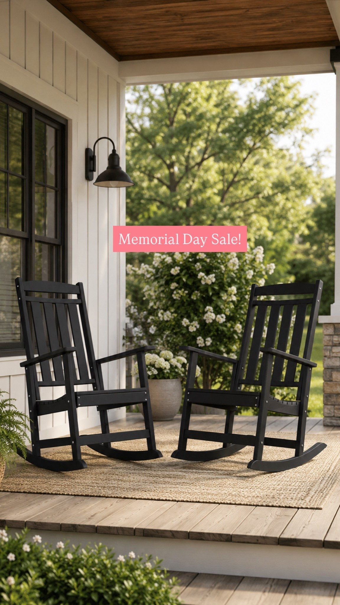 You can’t go wrong with rocking chairs on your front porch! These are on sale for Memorial Day!