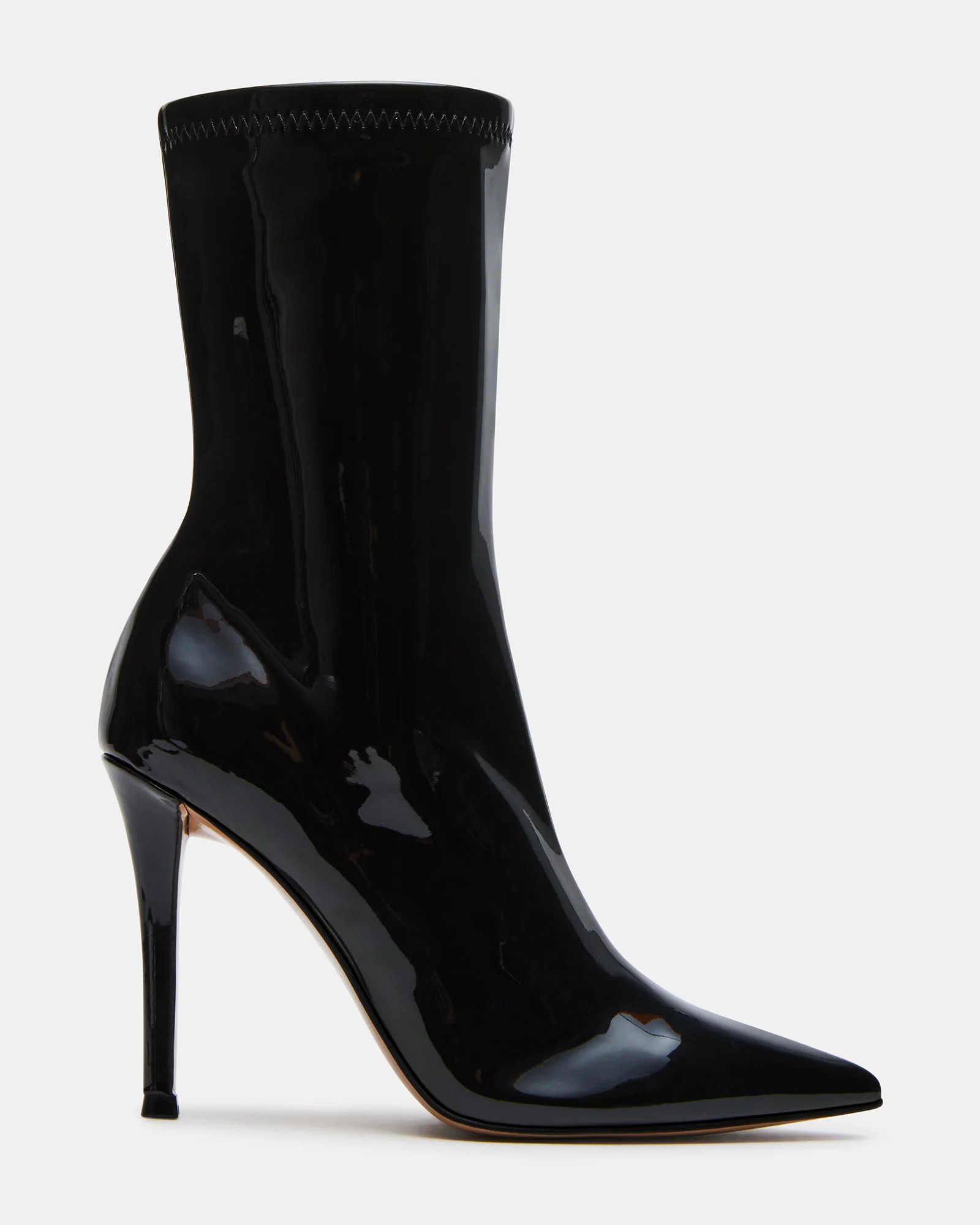 ETHEREAL Black Patent Pointed-Toe Ankle Boot | Women's Booties | Steve Madden (US)