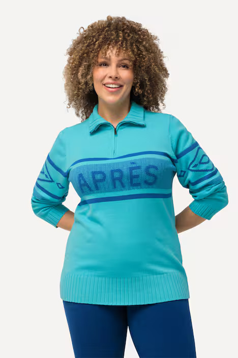 Apres Ski Long Sleeve Troyer Collar Sweater | Ulla Popken - US & CA