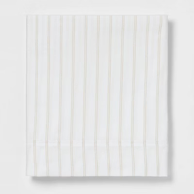 King 300 Thread Count Ultra Soft Striped Flat Sheet Khaki Stripe - Threshold™ | Target