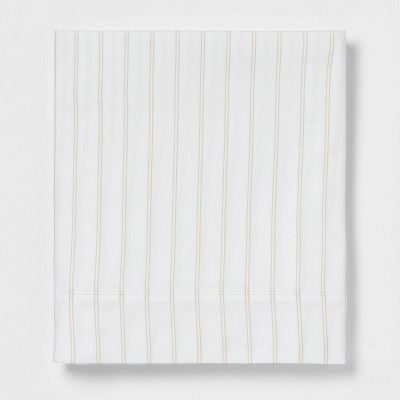 King 300 Thread Count Ultra Soft Striped Flat Sheet Khaki Stripe - Threshold&#8482; | Target