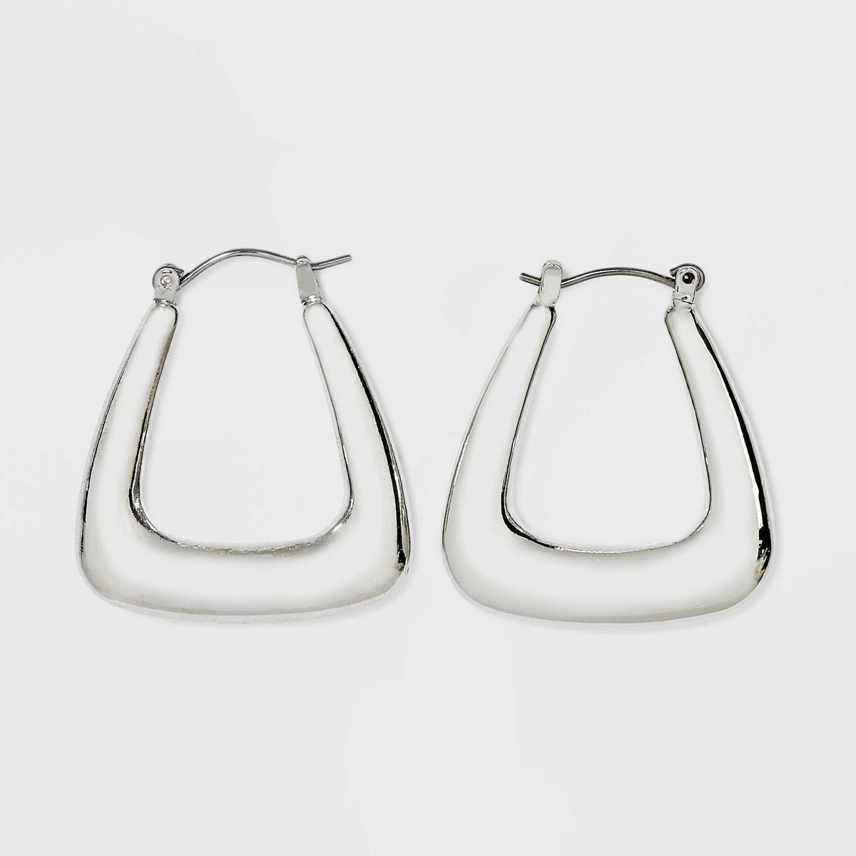 Puffy Squared Hoop Earrings - Universal Thread™ Silver | Target