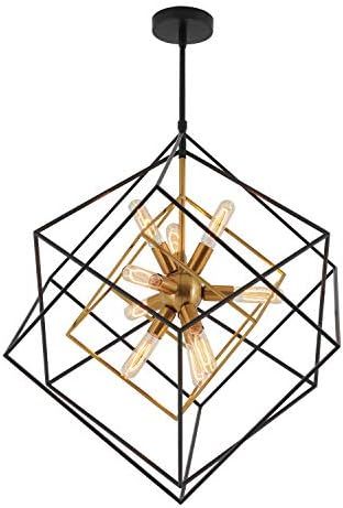 Artika Lighting Imperium Mid Century Light Fixture Dining Room Chandelier, Aged Brass Gold and Bl... | Amazon (US)