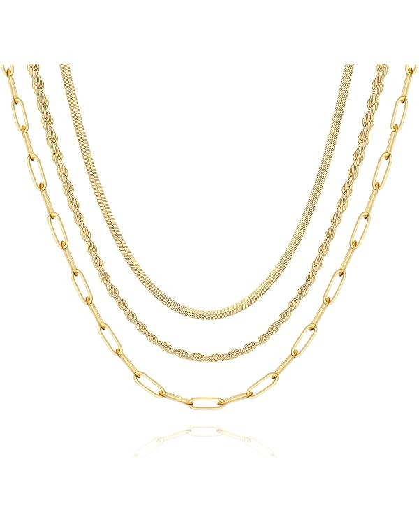Hidepoo Gold Layered Necklaces for Women, 14K Gold Plated Dainty Coin Pendant Choker Necklace Her... | Amazon (US)