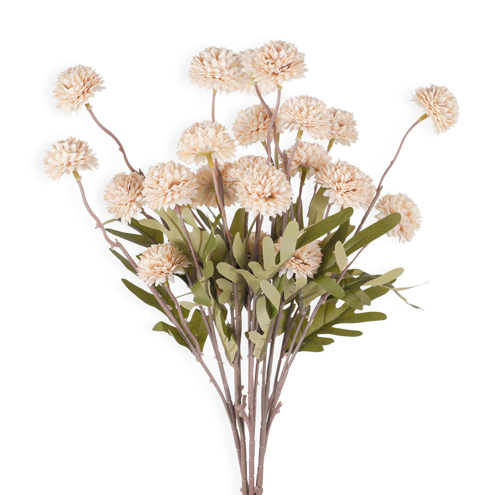 5 Pcs Fall Artificial Pompon Mum Flowers, Beige Faux Mini Chrysanth Balls Bulk Fake Chrysanthemum Flowers for Wedding DIY Bouquet Arrangement Centerpieces Decoration | Amazon (US)