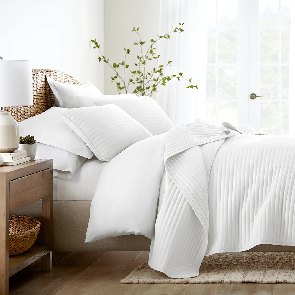 3-Piece Stripe Stitch Quilted Coverlet Set | Linens and Hutch
