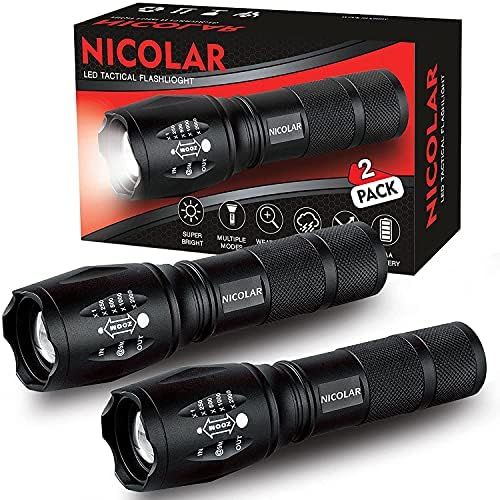 Betgod Flashlights, LED Flashlight 2 Pack, High Lumen, Zoomable, 5 Modes, Water Resistant for Campin | Amazon (US)