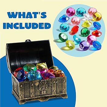 Sloosh Diving Gems Pool Toys, 16 Big Colorful Diamond with Pirate Treasure Chest, Swim Dive Toy f... | Amazon (US)