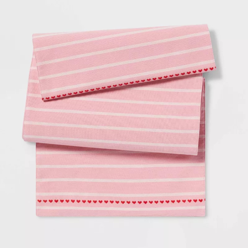 72" x 14" Cotton Dobby Stripe Table Runner Pink - Threshold™ | Target