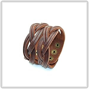 Punk Braided Band Bracelet Wide Leather Arm Cuff Bracelet | Amazon (US)