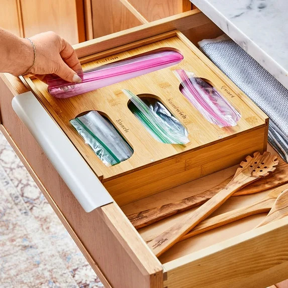 Better Homes and Gardens Plastic Bag Drawer Organizer, Bamboo, Natural Finish, Well Suited to Kit... | Walmart (US)
