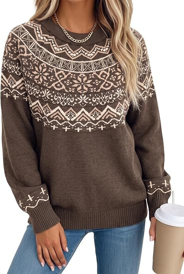 Dokotoo Womens Fall Graphic Sweaters 2026 Winter Pullover Knit Sweater Tops | Amazon (US)