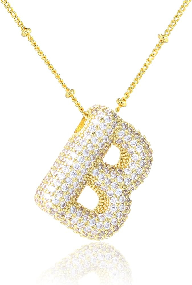 KELMALL Women's Diamond Balloon Initial Pendant, Zircon Letter Name Bubble Alphabet Necklace Vale... | Amazon (US)