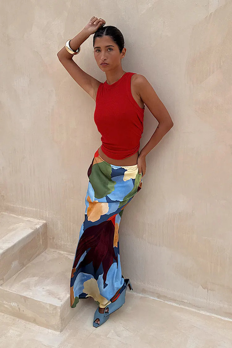 Navy Abstract Dorris Skirt | Never Fully Dressed (UK & IE)