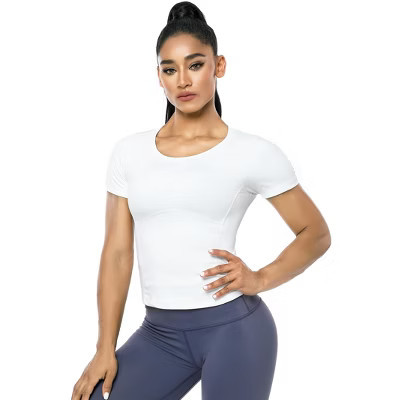 Workout Crop Tops for Women Short Sleeve Workout Shirts for Running Gym Yoga Athletic Exercise White M | Target