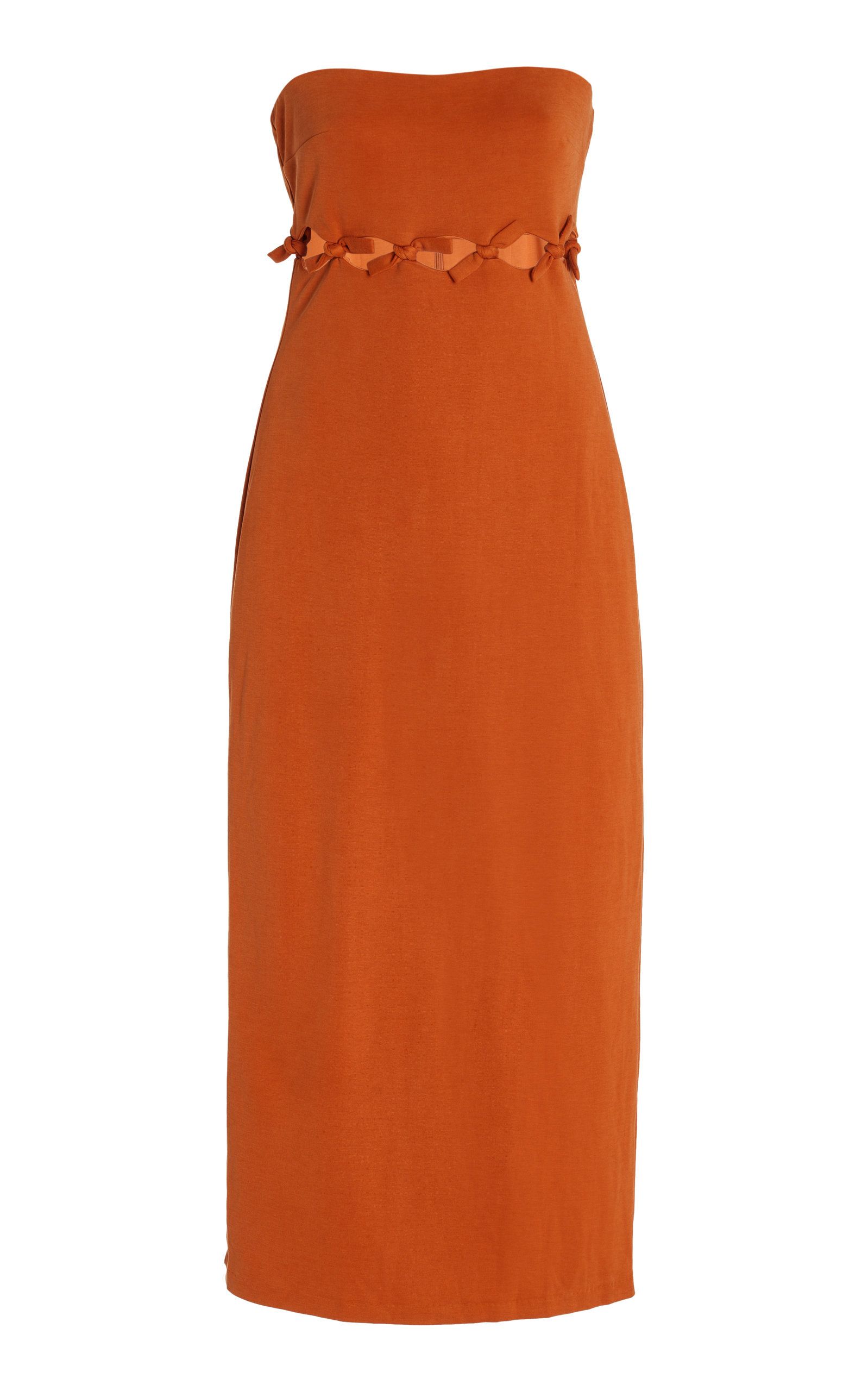 Third Form - Women's Tie-Down Modal-Blend Strapless Midi Dress - Orange - Moda Operandi | Moda Operandi (Global)