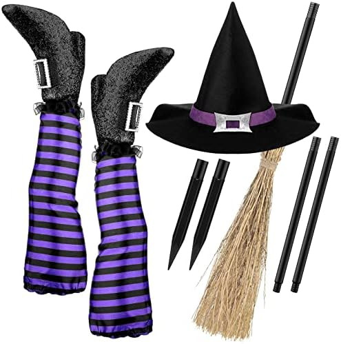 Halloween Witch Legs Upside Down Women Witch Legs Prop with Broomstick and Hat for Halloween Patio,  | Amazon (US)