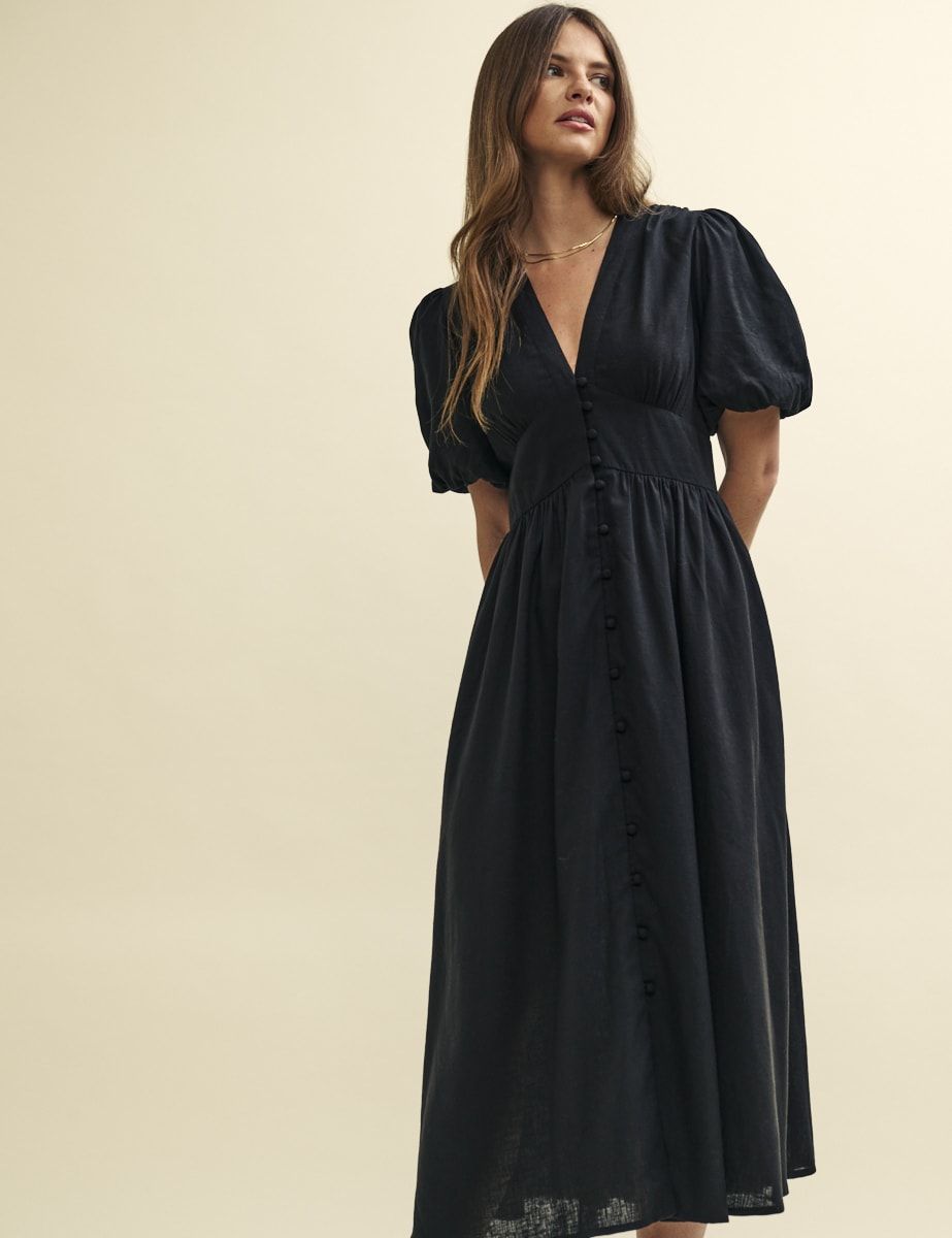 Black Linen-blend Starlight Midaxi Dress | Nobody's Child