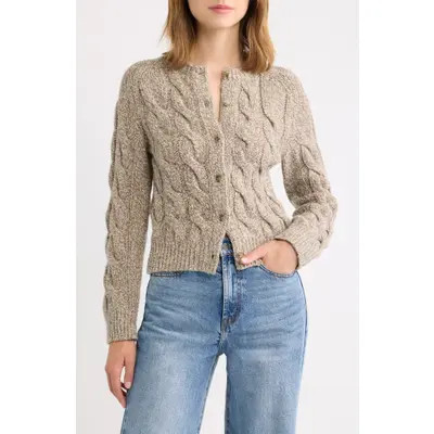 DÔEN Penrose Cable Cardigan in Gray Marl at Nordstrom, Size X-Small | Nordstrom