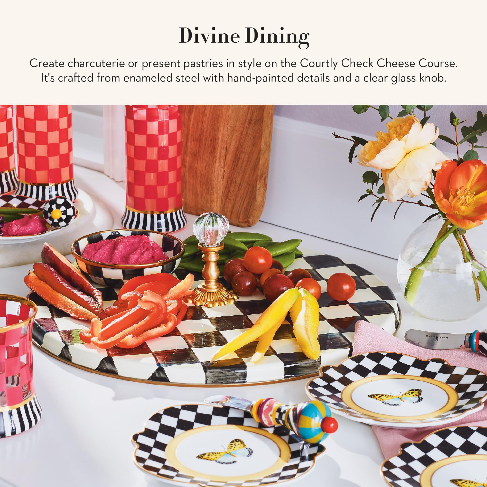 MACKENZIE-CHILDS Cheese Course, Cute Cheese Board and Serving Board for Charcuterie, Black-and-Wh... | Amazon (US)