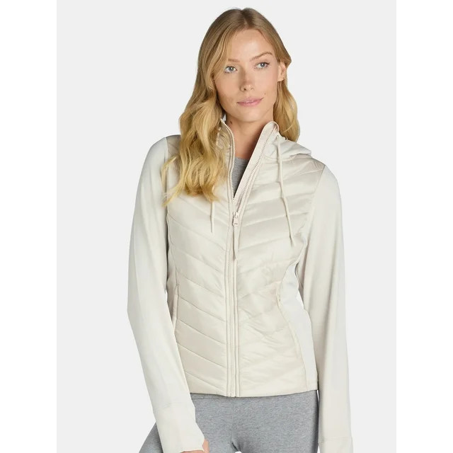 Avia Women's Chevron Quilt Hybrid Jacket with Zip Pockets, Sizes XS-XXXL - Walmart.com | Walmart (US)