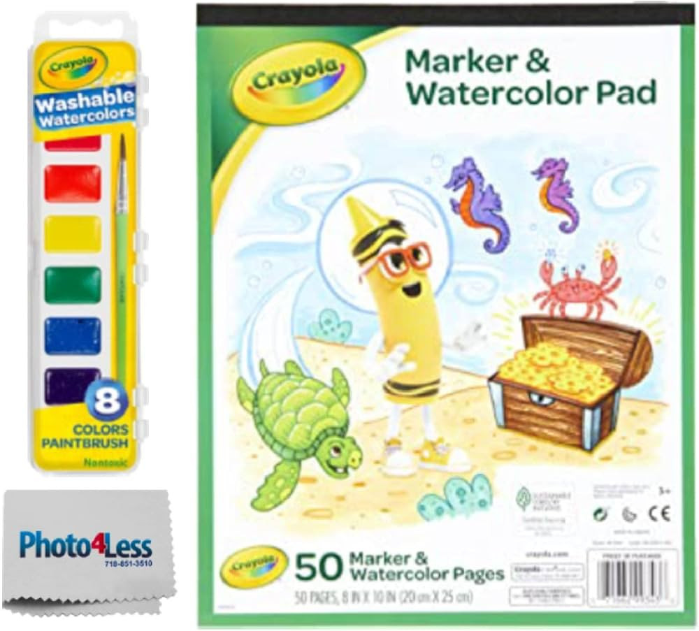 Crayola Marker & Watercolor Pad, 50 Blank Coloring Pages + Crayola Washable Watercolors, Paint Se... | Amazon (US)
