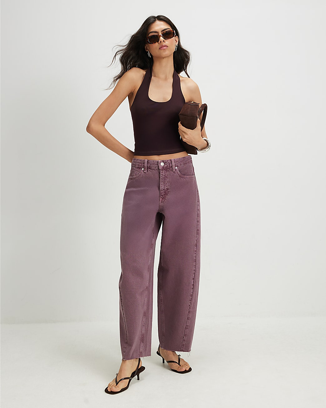 Pink Twist Seam Barrel Leg Jeans | River Island UK & IE