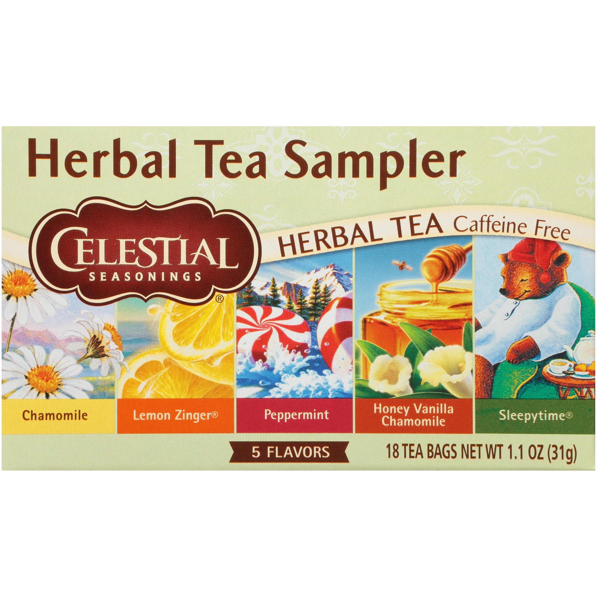 Celestial Seasonings Herbal Tea, Caffeine Free Herbal Tea Sampler, 18 Count Tea Bags | Walmart (US)