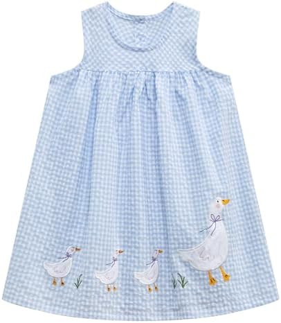 FreeLu Toddler Girls Cotton Summer Short Sleeve Dress Cartoon Print Casual Jersey Dresses | Amazon (US)
