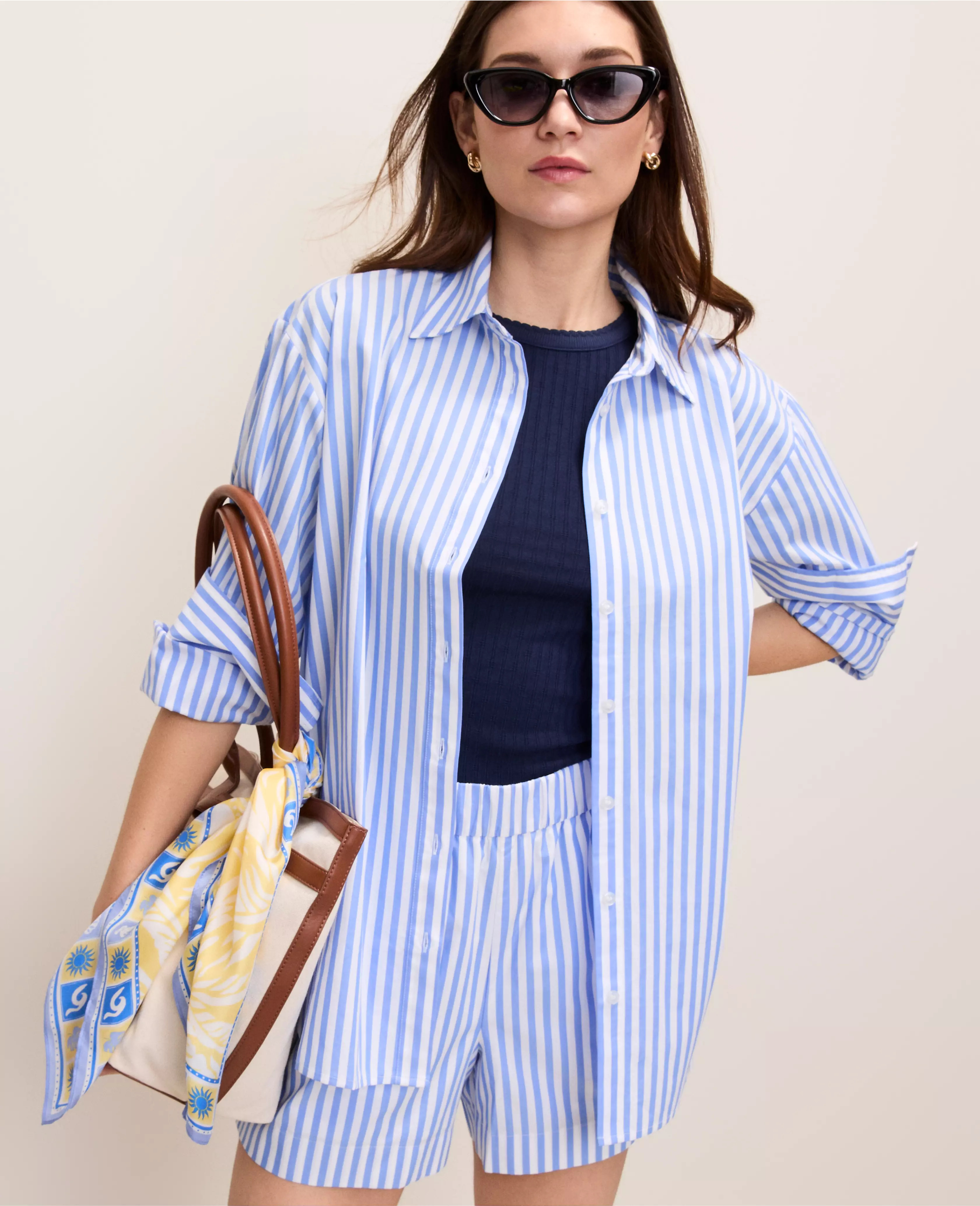 Weekend Striped Button Down Shirt | Ann Taylor