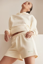 Parker Oversized Fleeceback Track Short - Marshmallow | MESHKI US