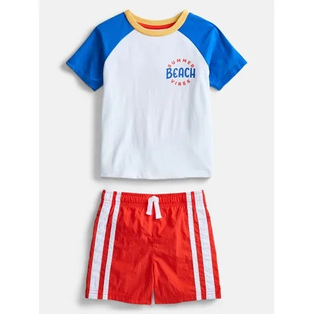 Wonder Nation Toddler Boys Short Sleeve Graphic Tee and Shorts Set, 2-Piece Sizes 12M-5T | Walmart (US)