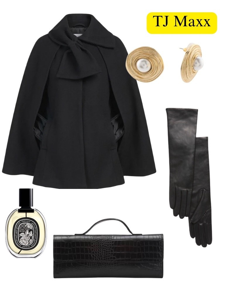 Black bow cape, rose petunias, elbow leather gloves, gold earrings, crocodile clutch, fall outfit ode, dressy, date night.

#LTKSaleAlert #LTKBeauty #LTKootd