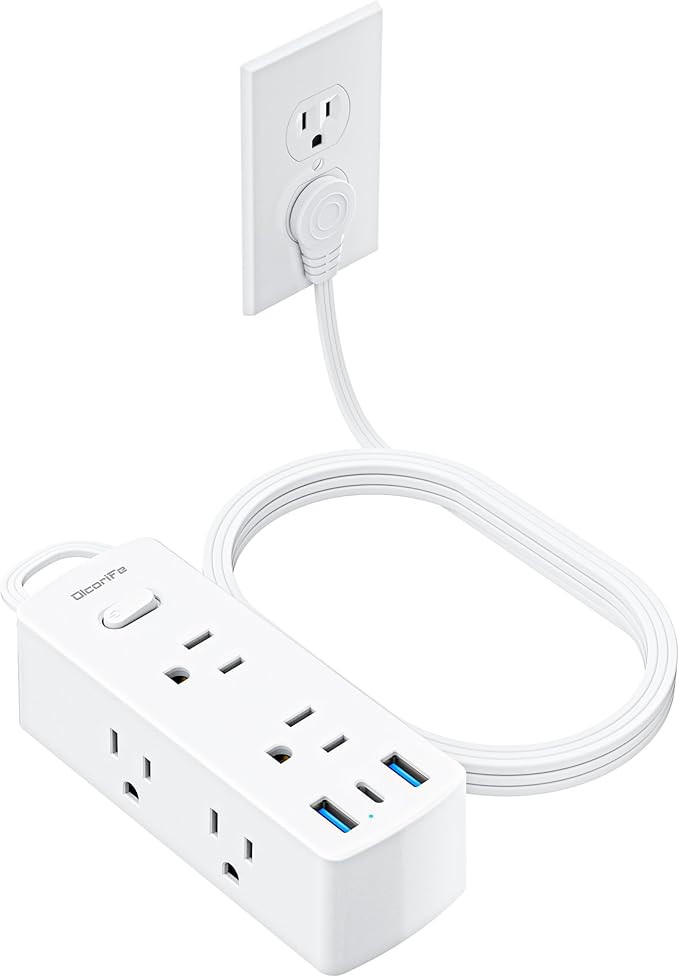 Short Extension Cord 3ft - Olcorife Flat Plug Power Strip with 6 Outlets 3 USB Ports(1 USB C), Sm... | Amazon (US)