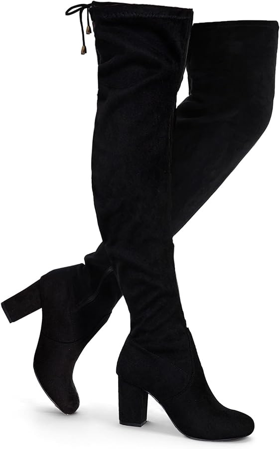 Vepose Women's Over The Knee High Boots Suede Thigh High Boot 3 Inch Chunky Heels Zipper Adjustab... | Amazon (US)
