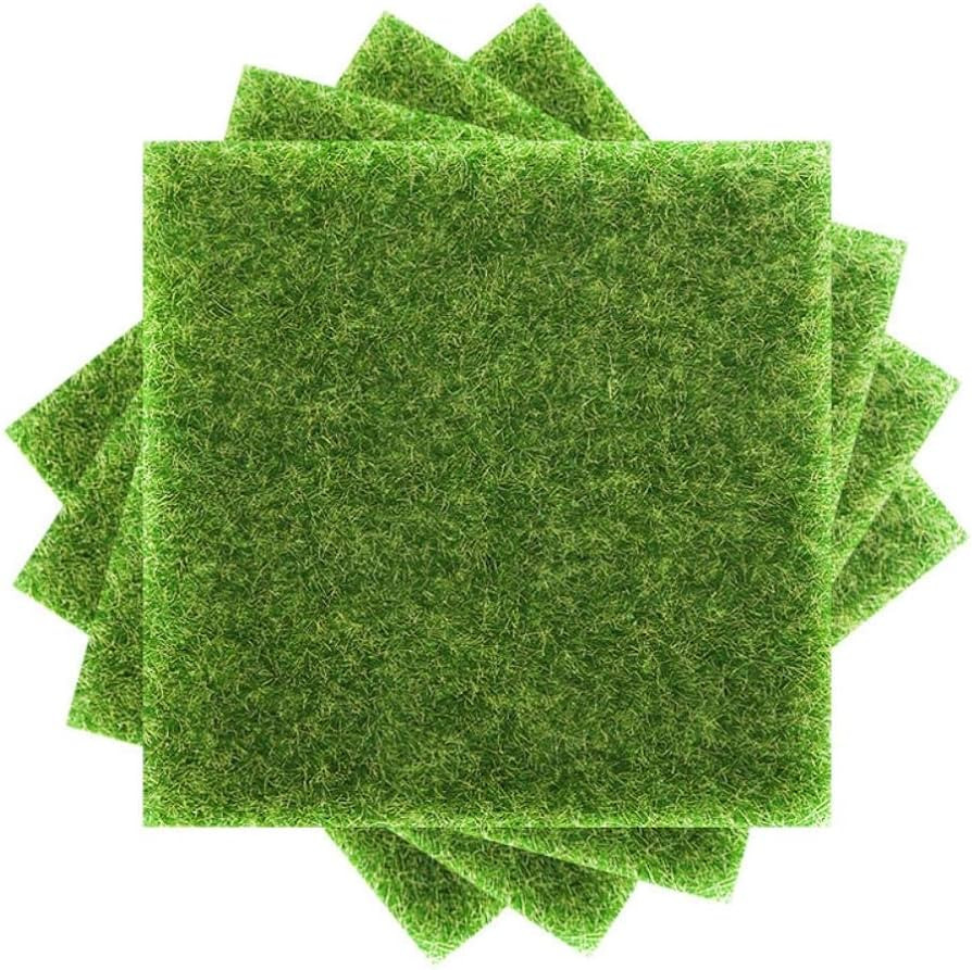 4 Packs Fake Grass for Crafts Artificial Garden Grass for Dollhouse 6 X 6 Inches Miniature Orname... | Amazon (US)