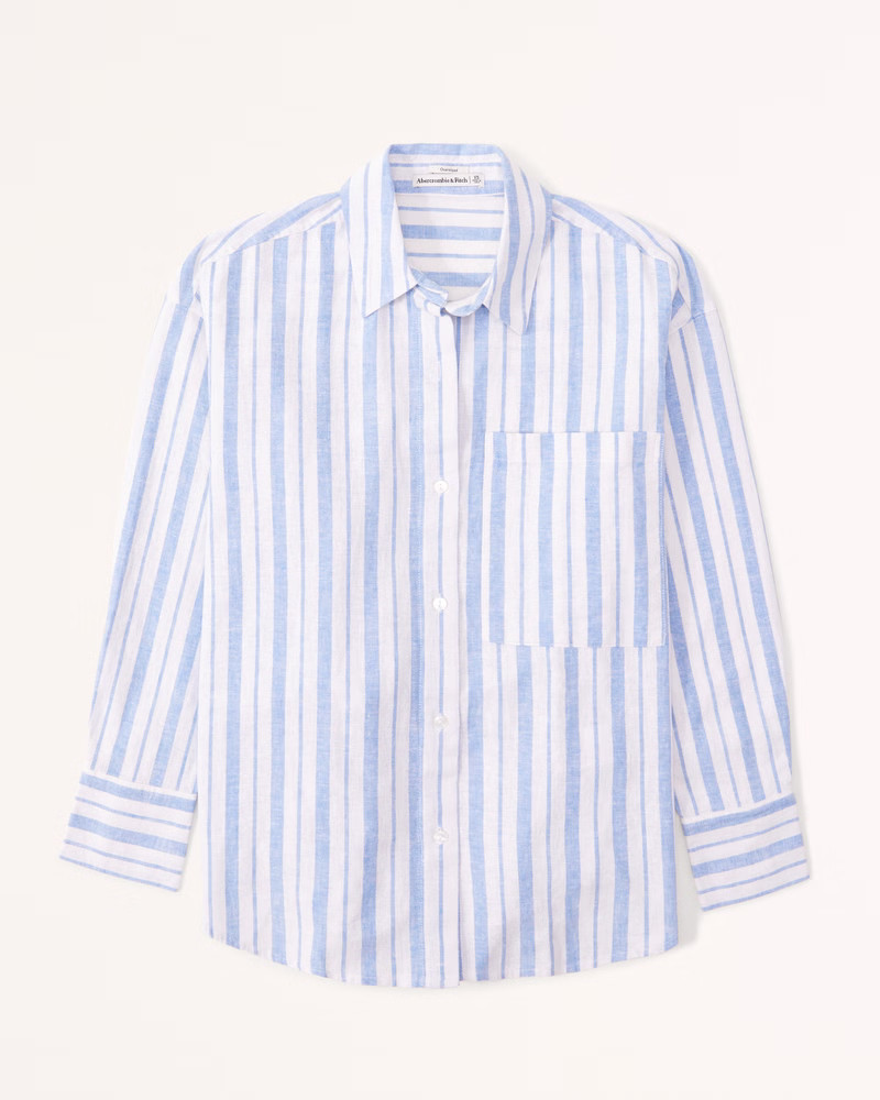 Oversized Linen-Blend Shirt | Abercrombie & Fitch (US)