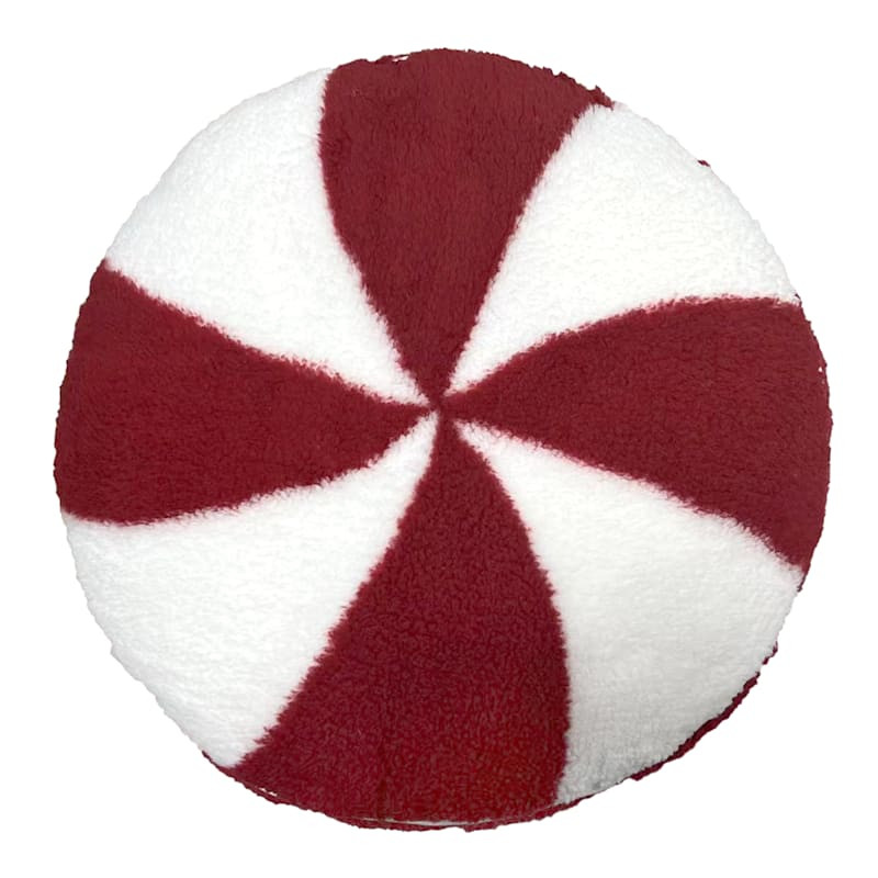 Peppermint Shaped Sherpa Throw Pillow, 18" | At Home