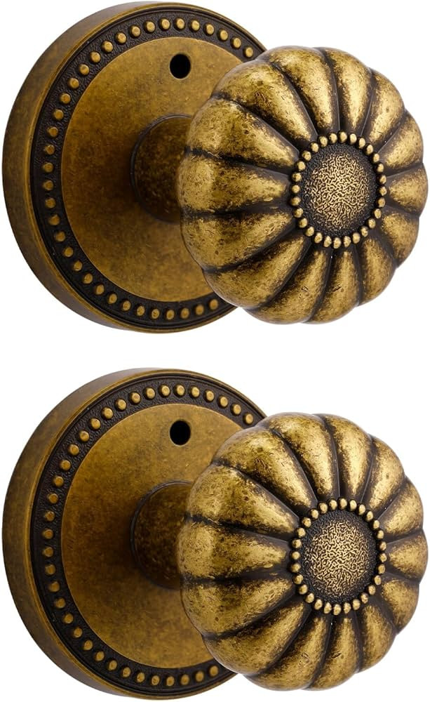 Antique Brass Door Knobs Interior Privacy Door Knob with Lock for Bedroom and Bathroom,Zinc Alloy... | Amazon (US)