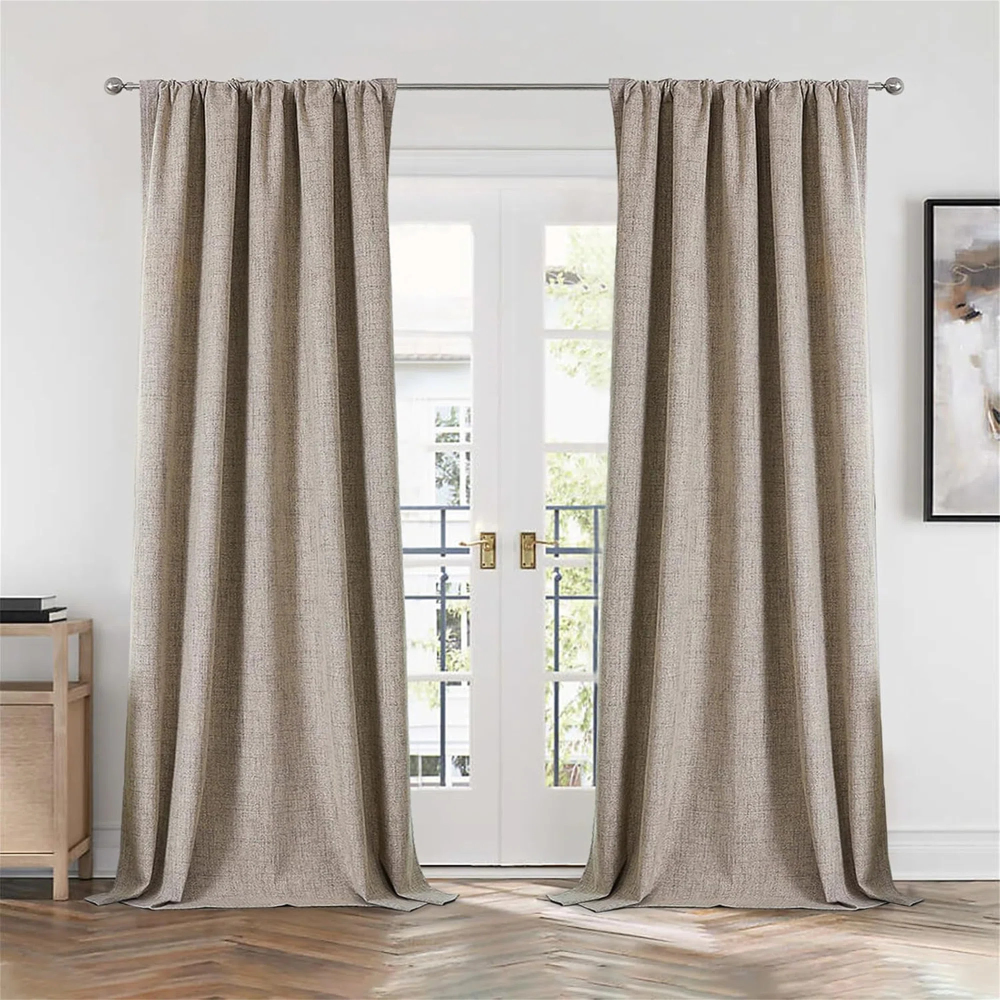 Natural Linen Blackout Curtains 96 Inch, Thermal Room Darkening Back Tab, 2 Panels | Wayfair North America