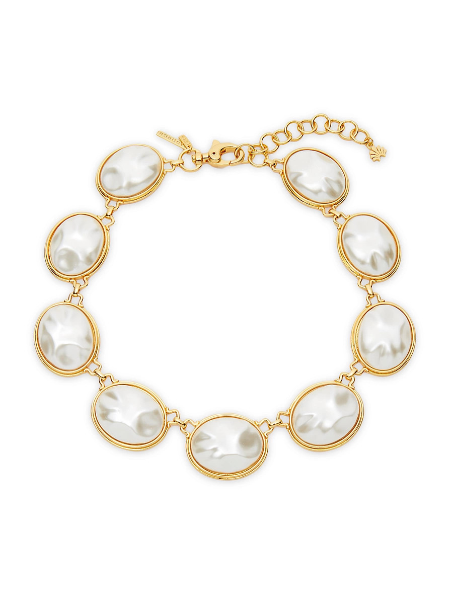 Women's Reflection 14K-Gold-Plated & Imitation Pearl Collar Necklace - Pearl | Saks Fifth Avenue