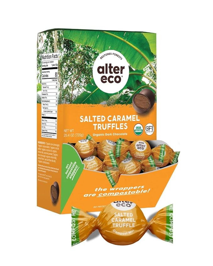 Alter Eco | Salted Caramel Truffles | 58% Pure Dark Cocoa, Fair Trade, Organic, Non-GMO, Gluten-F... | Amazon (US)