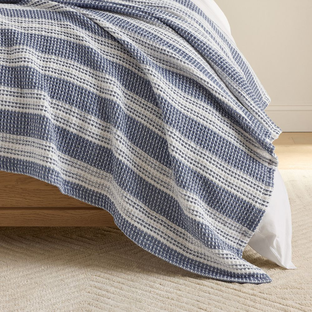 Waffle Weave Stripe Bed Blanket | Pottery Barn Teen