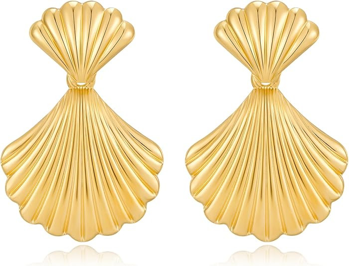 Gold/Silver Shell Dangle Earrings for Women Seashell Drop Dangle Earrings Ocean Beach Earrings Su... | Amazon (US)