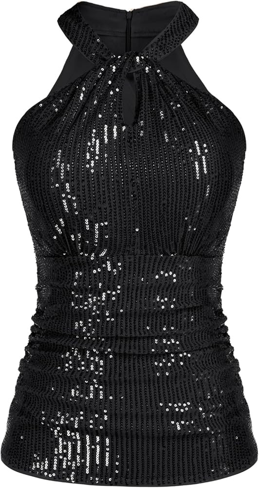 GRACE KARIN Sequin Tops for Women Elegant Tops Sparkle Tank Shimmer Party Club Cocktail Slim Fit ... | Amazon (US)