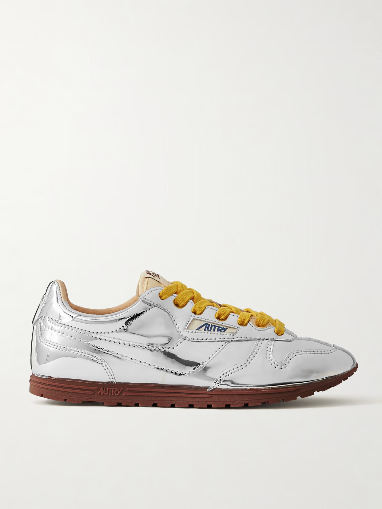 Autry - Windspin Low Canvas-trimmed Mirrored-vinyl Sneakers - Silver | NET-A-PORTER (US)