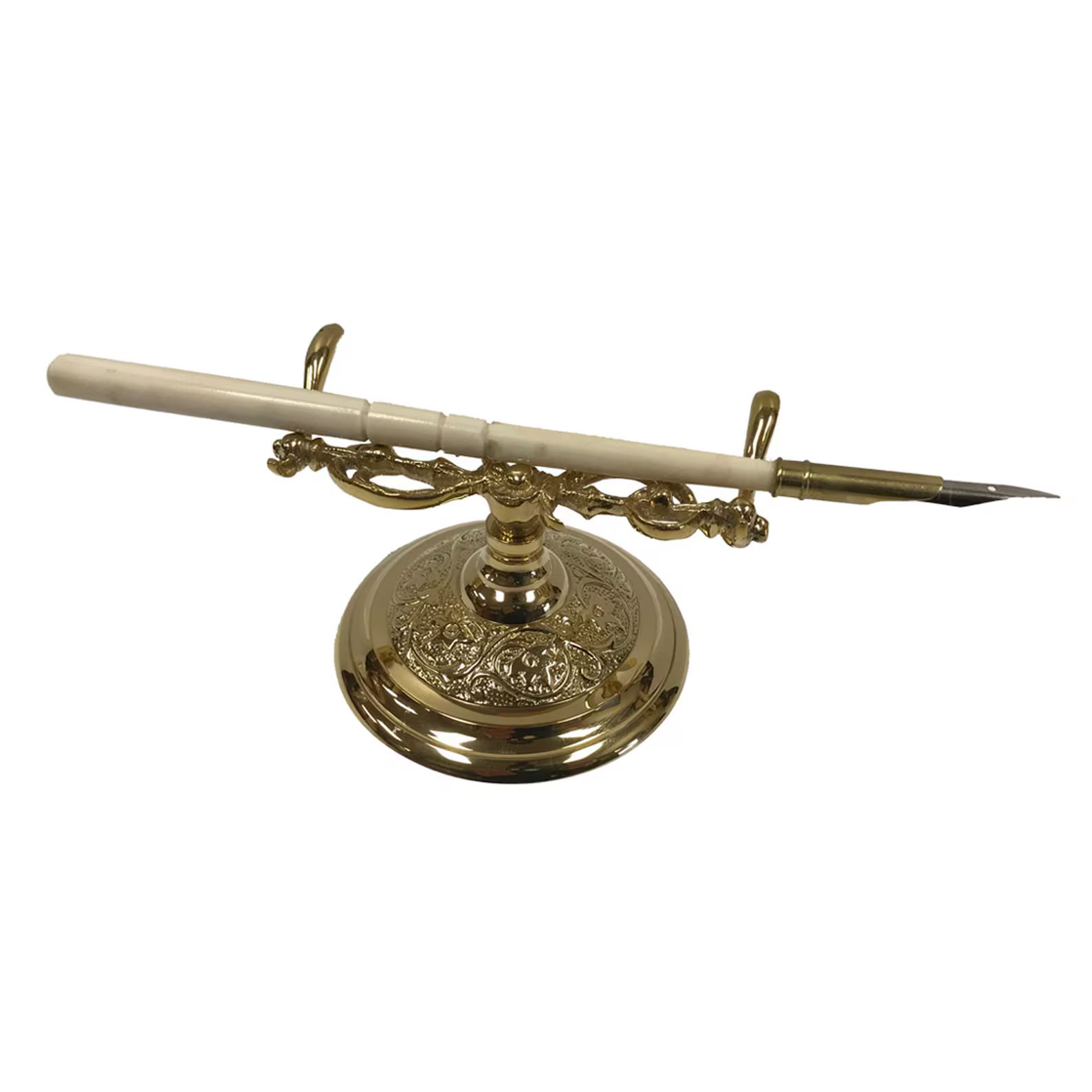 3-1/2 Ornate Solid Polished Brass Writing Pen Holder With Bone Handle Nib Pen Antique Vintage Sty... | Etsy (US)