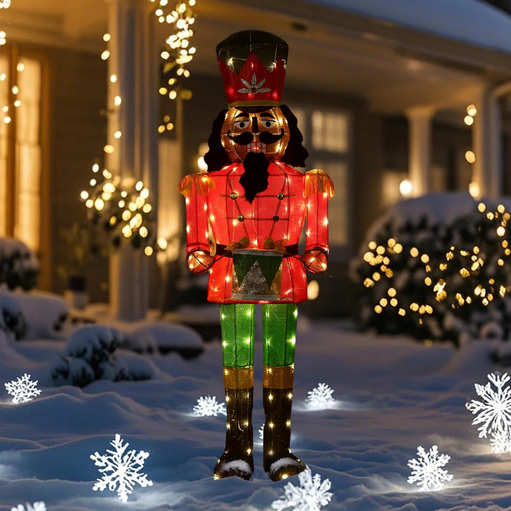 61-Inch Black Nutcracker Lighted Soldier Outdoor Christmas Decorations Lighted Display | Wayfair North America