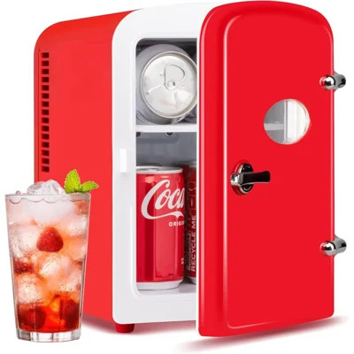 Simple Deluxe 4L/6 Can Mini Fridge with Observation Window, Portable Cooler & Warmer Freon-Free Small Refrigerator, Provide Compact Storage for Skinca | Wayfair North America